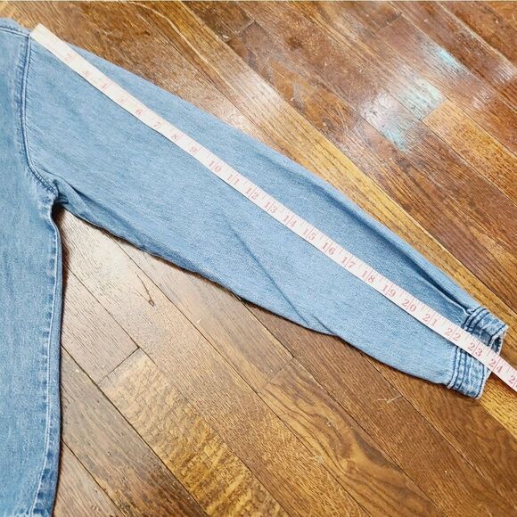 Woolrich Denim Long Sleeve Monotone Embroidered Button Down Shirt - Picture 10 of 13